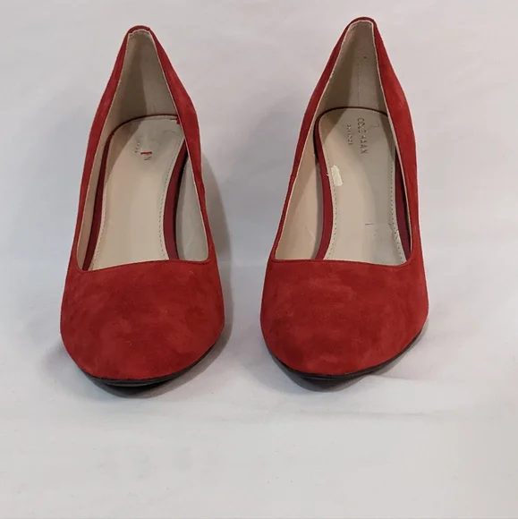 Cole Haan Helen Grand OS Red Leather Suede Pumps - Picture 2 of 12